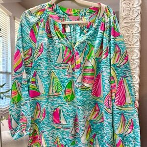 Lilly Pulitzer Pink and Green Patterned Top